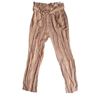 New York & Co. Soho Belted Multi Striped Paper Bag Pants Women's Sz Small NWT